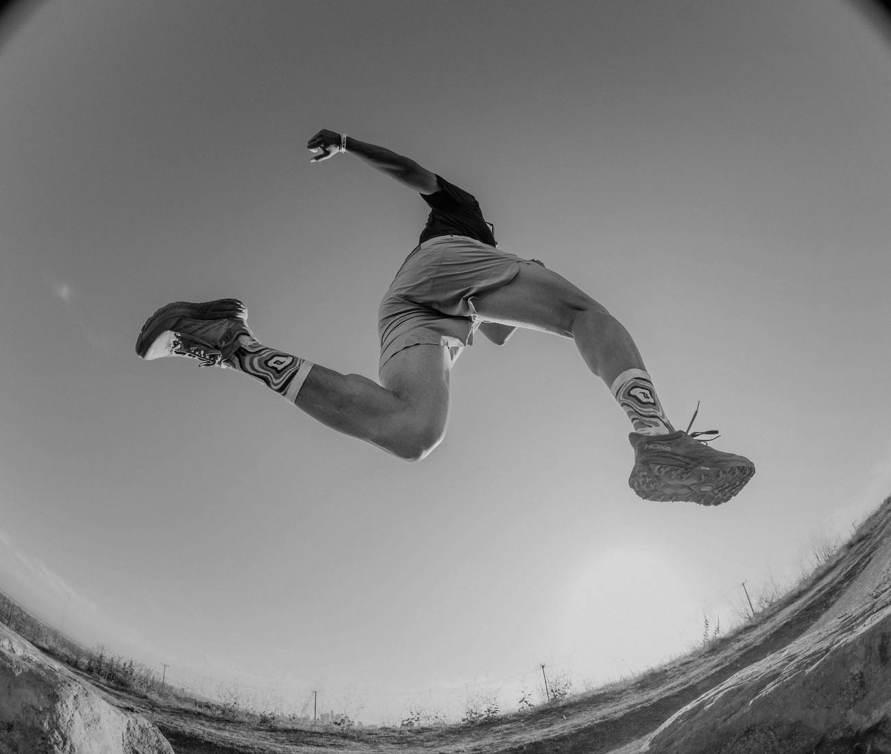 A person in motion, captured in long exposure.
